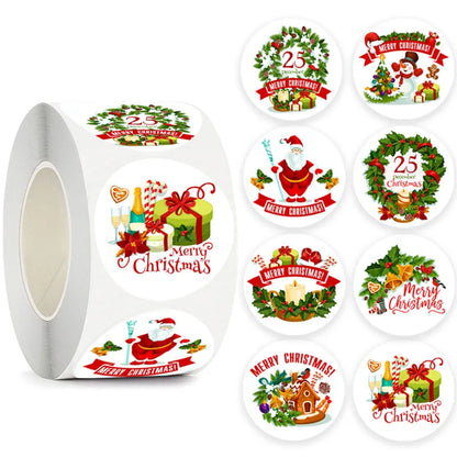 50-500pcs 8 Designs 1 Inch Christmas  Theme Seal Labels Stickers For DIY Gift Baking Package Envelope Stationery Decoration [STA]