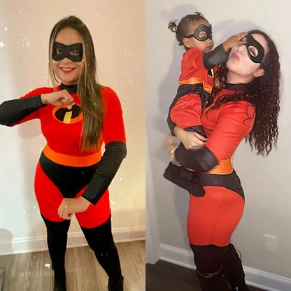 The Incredibles Costume Women Kids Incredibles Adult Child Red Jumpsuit Bodysuit Mask Suit Halloween Party Costumes for Women [COS]