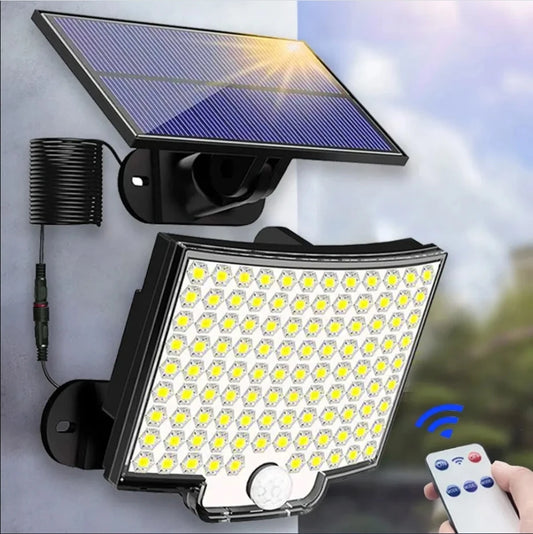 1 PC Solar Light Lamp with Motion Sensor Outdoor Sunlight 106 LED Light Floodlight Remote Control 3 Modes for Patio Home Garden [SLG]