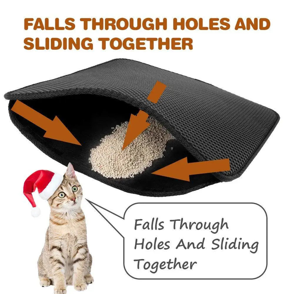 Non-slip Cat Litter Mat With Gift Waterproof Double Layer Pet Litter Box Mat Sand Cat Pad Bed Mat Clean Pad Cat Accessories [PET]