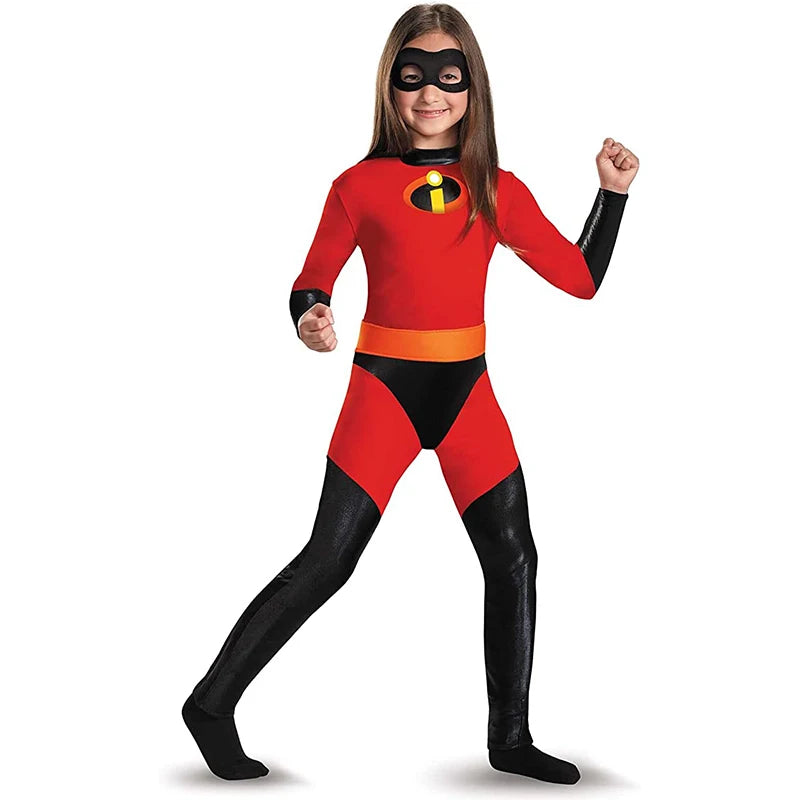 The Incredibles Costume Women Kids Incredibles Adult Child Red Jumpsuit Bodysuit Mask Suit Halloween Party Costumes for Women [COS]