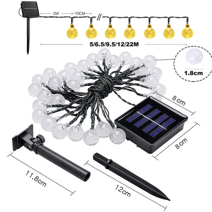 LED Solar Light String Outdoor Waterproof Christmas Decoration 200led Crystal Ball Camping Fairy Garland Garden Party Lamp [SLG]