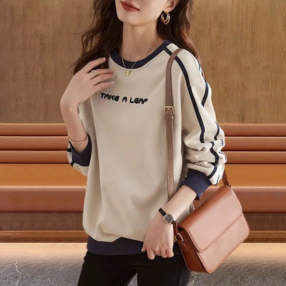 Cotton Casual Letter Top Women's Spring and Autumn New Style Contrasting Color Patchwork Commuting Casual All-match Hoodies [MEN]