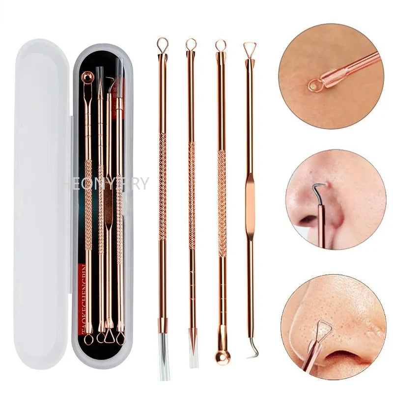 4PCS Acne Blackhead Comedone Black Spot Pimple Blemish Remover Skin Care Women Beauty Acne Treatment Pore Cleanser Needle Hook [SKC]