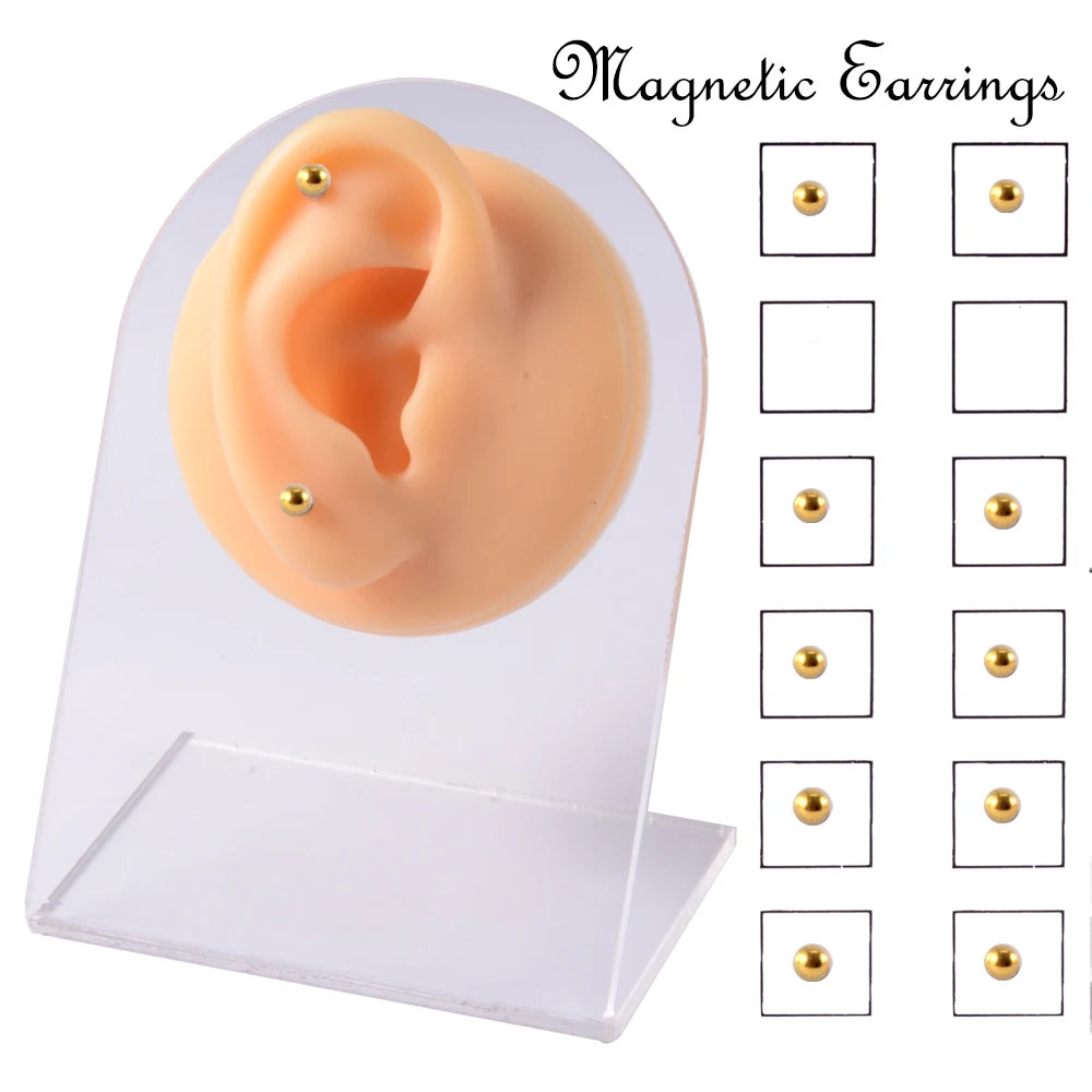 12PCS/Card Fake Cheater Non Pierced Magnet Ear Tragus Cartilage Lip Labret Stud Nose Ring  Jewelry Magnetic Earring [MAG]