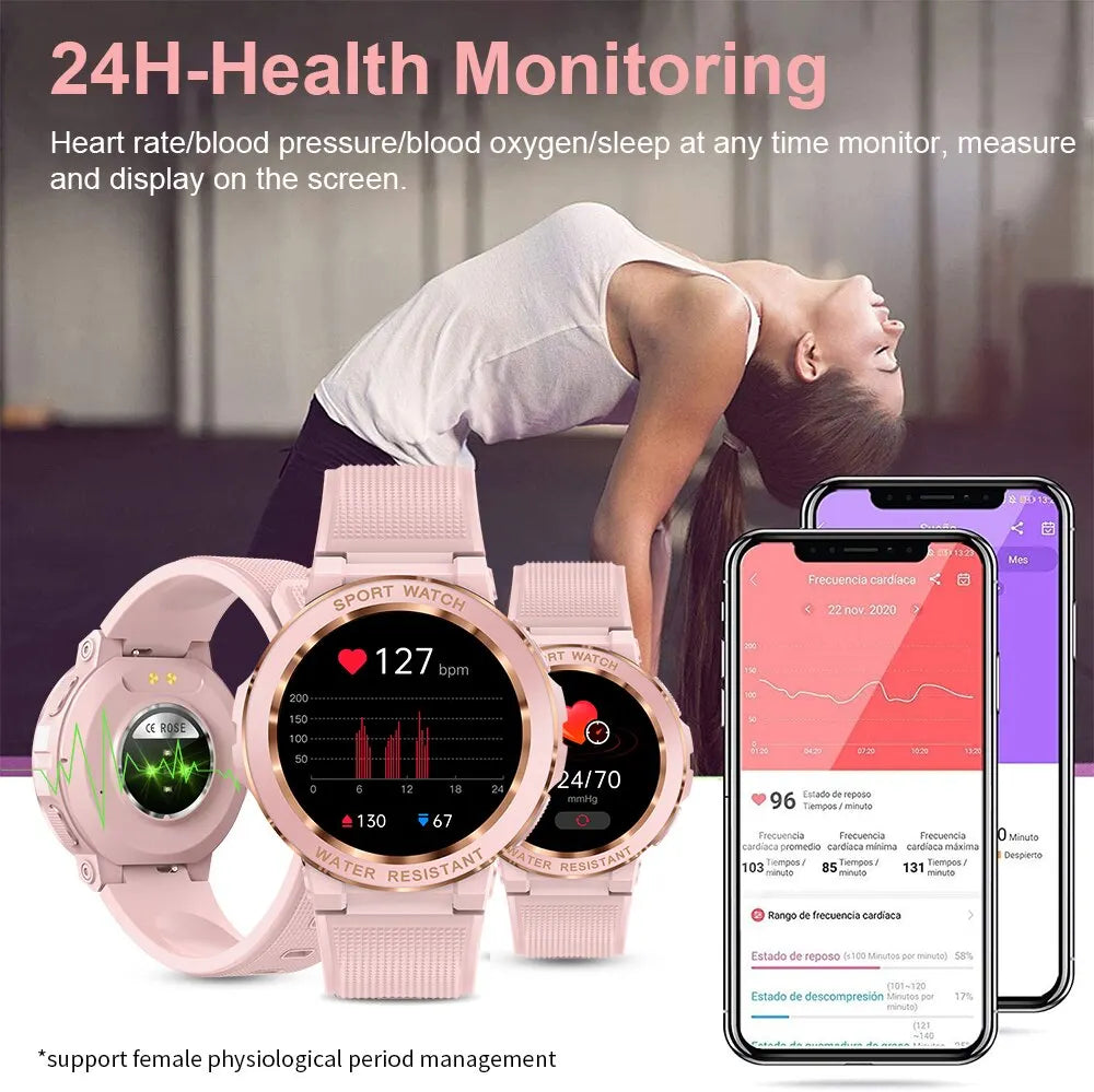 MELANDA Sport Smart Watch Women Bluetooth Call Smartwatch IP68 Waterproof Fitness Tracker Health Monitoring for IOS Android MK60 [SWH]