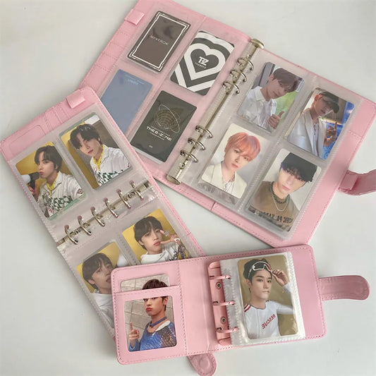 Candy Color A5/A7 PU Leather Binder Photocards Cover Cute Kpop Loose-leaf Collect Book Photo Cards Album Storage Book Stationery [STA]