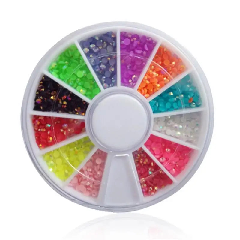 DIY Nail Art Wheel Tips Crystal Glitter Rhinestone 3D Nail Art Decoration White AB Color Acrylic Diamond Drill [BEU]