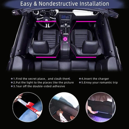 Neon LED Car Interior Ambient Foot Strip Light Kit Accessories Backlight Remote App Music Control Auto RGB Decorative Lamps [CAR]