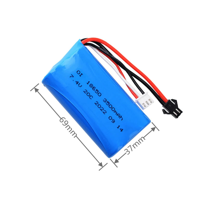 7.4V 3500mAh 18650 li-ion Battery an Charger for WPL MN99S D90 U12A S033g Q1 H101 D12 C24-1 C24 Rc Boats Cars Tanks Drones Parts [BAT]