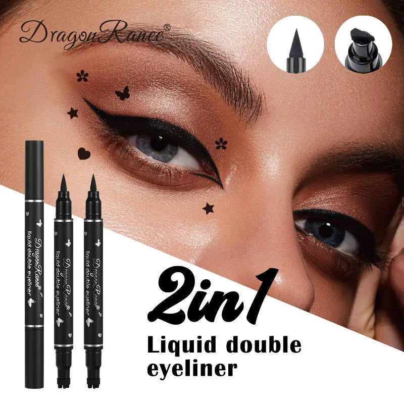 2 IN 1 Butterfly Seal Eyeliner Pen Star Moon Stamp Long-Lasting Waterproof Black Liquid Eye Liner Pencil Eyes Makeup Cosmetic [CSM]