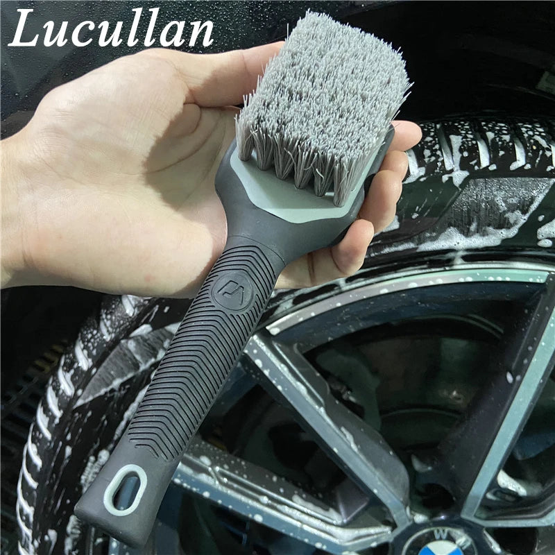 Rubber Handle Never Scratch Car Wheels Detailing Brushes Medium Stiff Synthetic Bristles Tire Scrub Cleaner [CAR] [DTL]