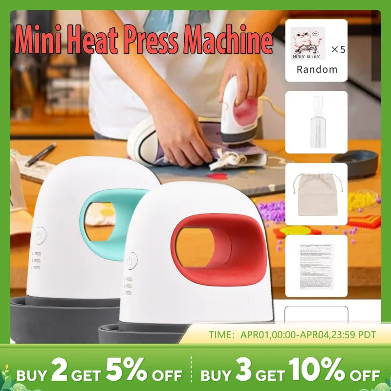 New Portable Mini Iron Heat Press Machine Short Sleeve DIY Label Hot Stamping Machine T-Shirt Printing Easy Heating Transfer [TSH]