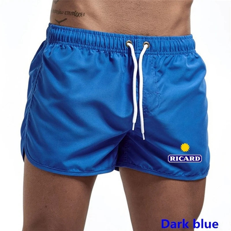 Summer Ricard men's printed shorts, breathable lace Sportswear, beach quick drying, gym and fitness casual fashion [MEN]