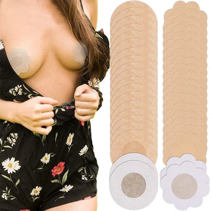 10/50Pcs Cloth Nipple Cover Teat Hide Women Nipple Pasties Piece Breast Petals Invisible Bra Padding Chest Sticker Patch Covers [BRA]