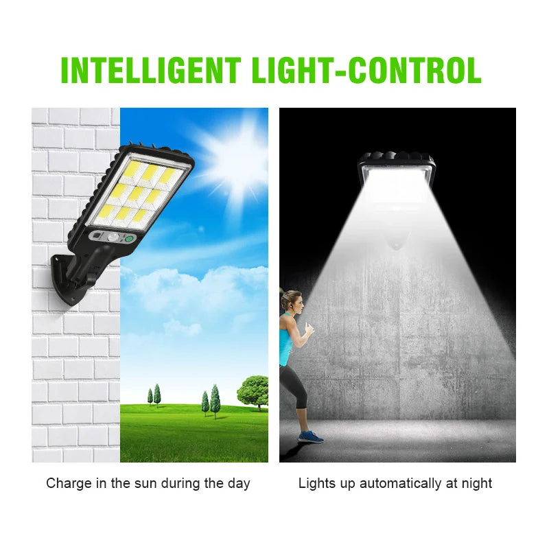 Solar Street Lights Outdoor Waterproof Motion Sensor Wall LED Lamp with 3 Lighting Mode Solar Powered Lights for Garden Patio [SLG]