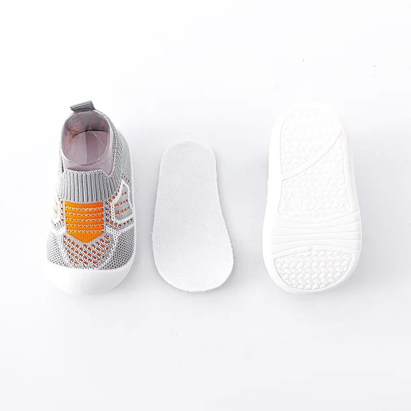 Baby Shoes Anti-slip Breathable Infant Crib Floor Socks with Rubber Sole for Children Girls Boys Mesh Shoes Soft Bottom Slippers [SOX]