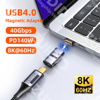 PD140W USB4.0 40Gbps Thunderbolt3 Magnetic Adapter USB C To Type C Fast Charge Magnet Converter Cable 8K@60Hz USB Type C Adapter [MOB]