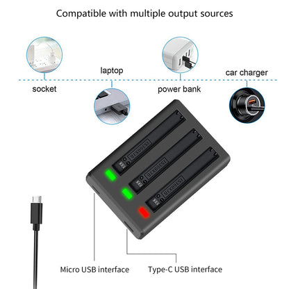 For Insta360 ONE X3 2200mAh Battery+LED Charger 360 Panoramic Action Camera x3 Batteries Accessories [BAT]