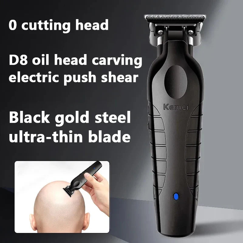 Kemei 2299 Barber Cordless Hair Trimmer 0mm Zero Gapped Carving Clipper Detailer Professional Electric Finish Cutting Machine [HAI]