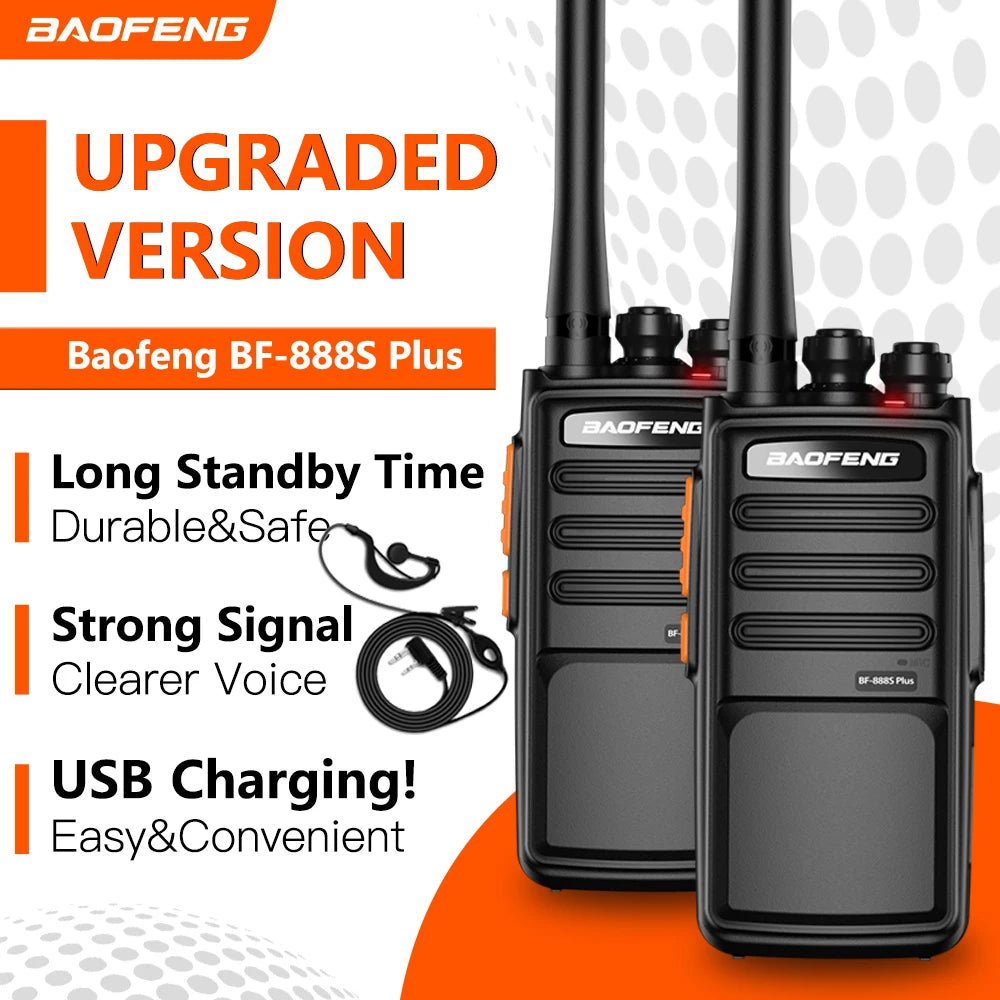 2PCS Walkie Talkie Baofeng BF-888S PLUS Upgraded Version Two-Way Radio 16CH Walkie-Talkie Radios Transceiver UHF 400-470MHz [COM]