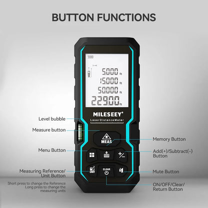 Mileseey S6 Laser Distance Meter 40m/120m, Rangefinder with Level Bubble , LCD Display with Backlit, Measure Tools for Home [MTR]