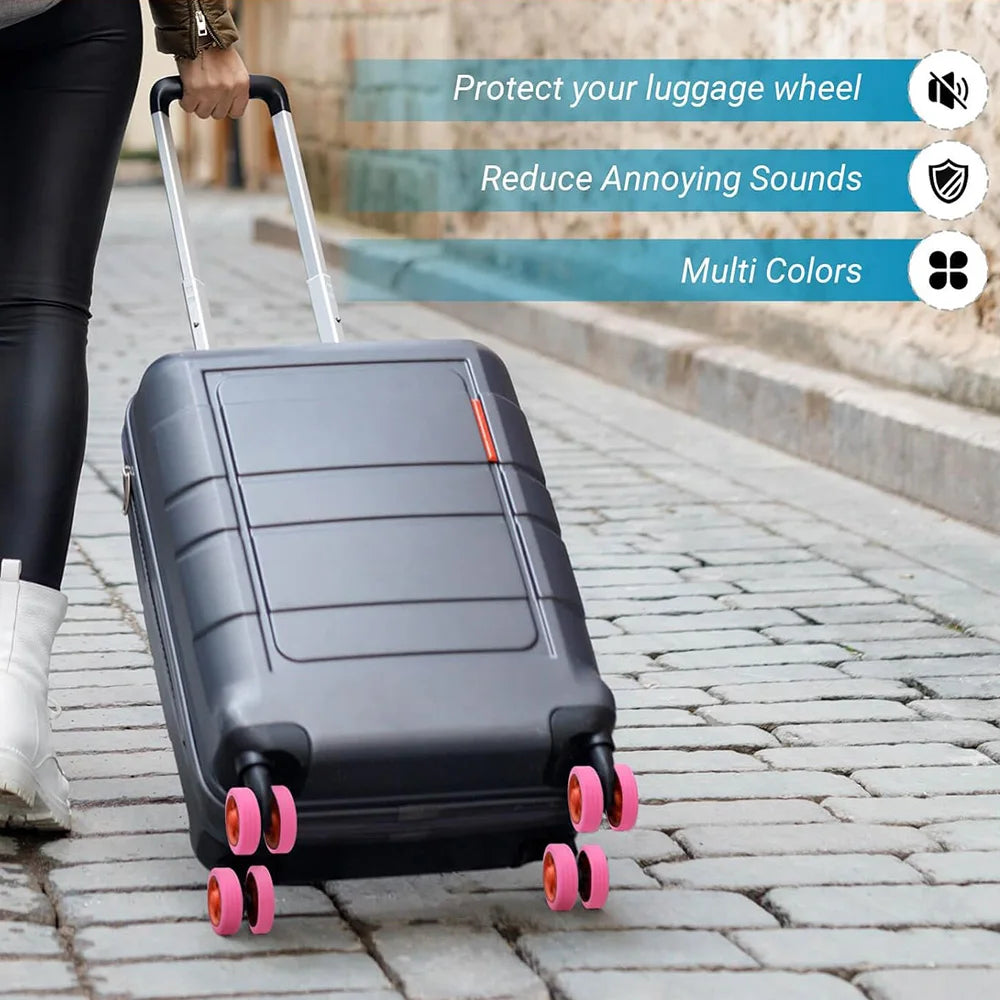 8-24pcs Rolling Luggage Wheel Protecter Silicone Travel Suitcase Trolley Caster Shoes Reduce Noise Silence Cover Bag Accessories [SHO]