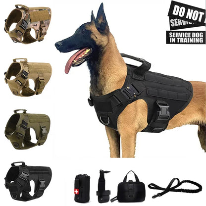 K9 Tactical Military Vest Pet German Shepherd Golden Retriever Tactical  Training Dog Harness and Leash Set For All Breeds Dogs [PET]