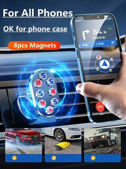 1080 Rotatable Magnetic Car Phone Holder Magnet Smartphone Support GPS Foldable Phone Bracket in Car For iPhone Samsung Xiaomi [PHH]