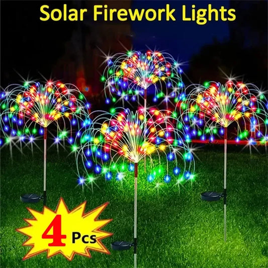 1/2/4Pcs Solar LED Firework Fairy Light Outdoor Garden Decoration Lawn Pathway Light For Patio Yard Party Christmas Wedding [SLG]