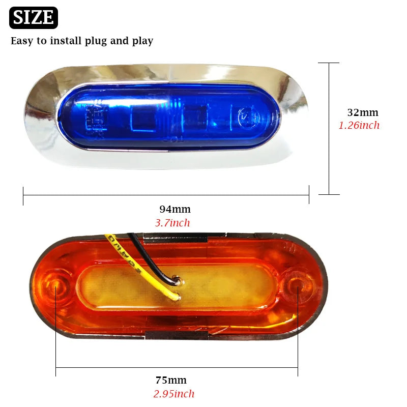 4x Marine Boat LED Courtesy Lights Cabin Deck Walkway Stair Light White Blue 12V 24V LED Tail Lamp Yacht Accessories Waterproof [MRN]