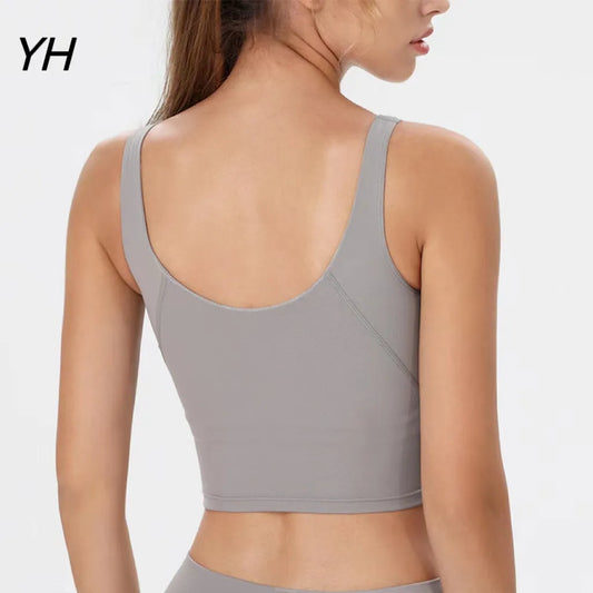 Lulu Crop Top Women Align Backless Sports Bra Push Up Female Lingerie Without Frame Yoga Wear Workout Clothes Fitness Tights [GRM] [UND]