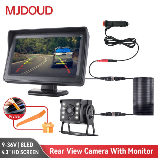 MJDOUD  Car Rear View Camera with Monitor For Truck Vehicle Parking 4.3" Screen Rear Camera 9-36V Night Vision Easy Installation [CAR]