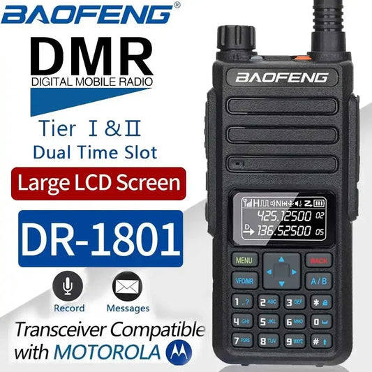 Baofeng DR 1801 Walkie Talkie DMR Radio Dual Band Dual Time Slot Digital Radio DMR 1801 Tier I & II Portable Two Way Radio [TEL]