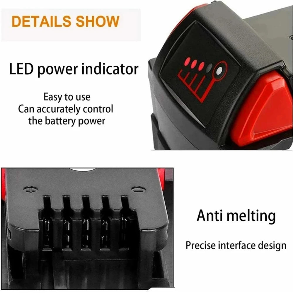 18V For Milwaukee M18 Battery M18B6 XC 9.0 Ah Li-Ion 48-11-1860 48-11-1852 Or Charger 48-11-1850 48-11-1840 Cordless Power Tools [BAT]