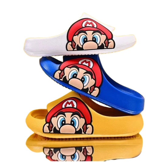 Super Mario summer cartoon slippers cute and comfortable boys and girls bathroom breathable non-slip shoes outer wear slippers [SHO]