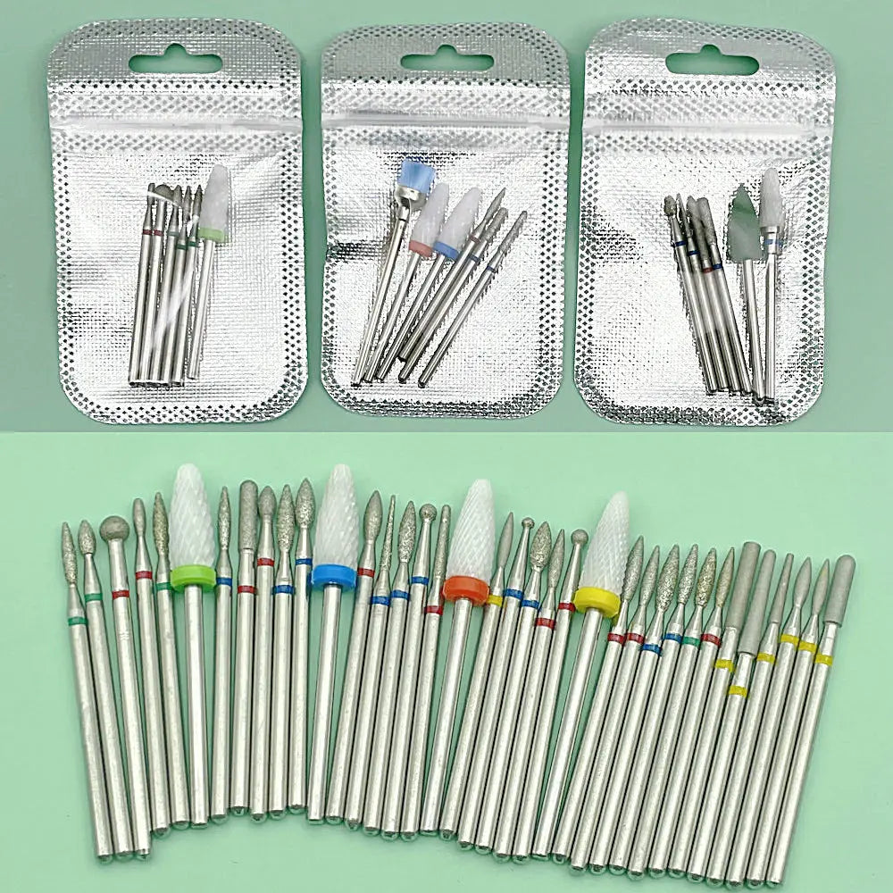 6PCS Milling Cutter for Manicure Diamond Ceramic Nail Drill Bits Mills Removing Nail Bit Set Gel Electric Manicure Machine Tools [TPT]