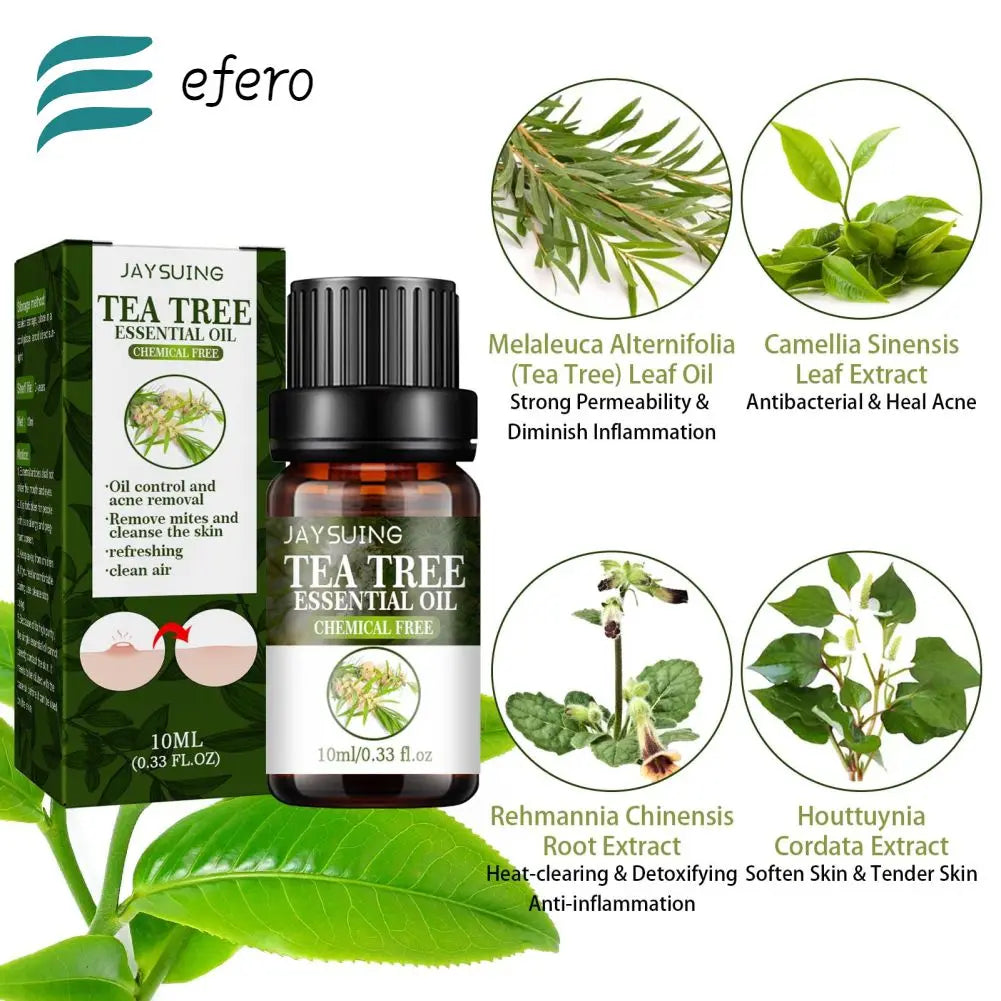 10ML Tea Tree Essential Oil Acne Marks Oil Control Facial Serum Moisturizing Hydration Firming Repair Essential Oil Skin Care [SKC]