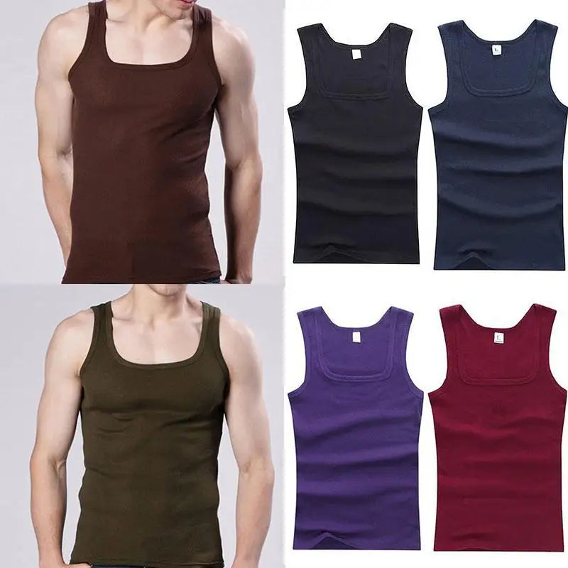 100% Cotton Mens Oversized T-shirt Sleeveless Tank Top Solid Color Fitness Men Muscle Vests Bodybuilding T Shirt For Men Tees [TSH]