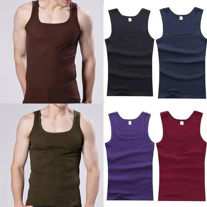 100% Cotton Mens Oversized T-shirt Sleeveless Tank Top Solid Color Fitness Men Muscle Vests Bodybuilding T Shirt For Men Tees [TSH]