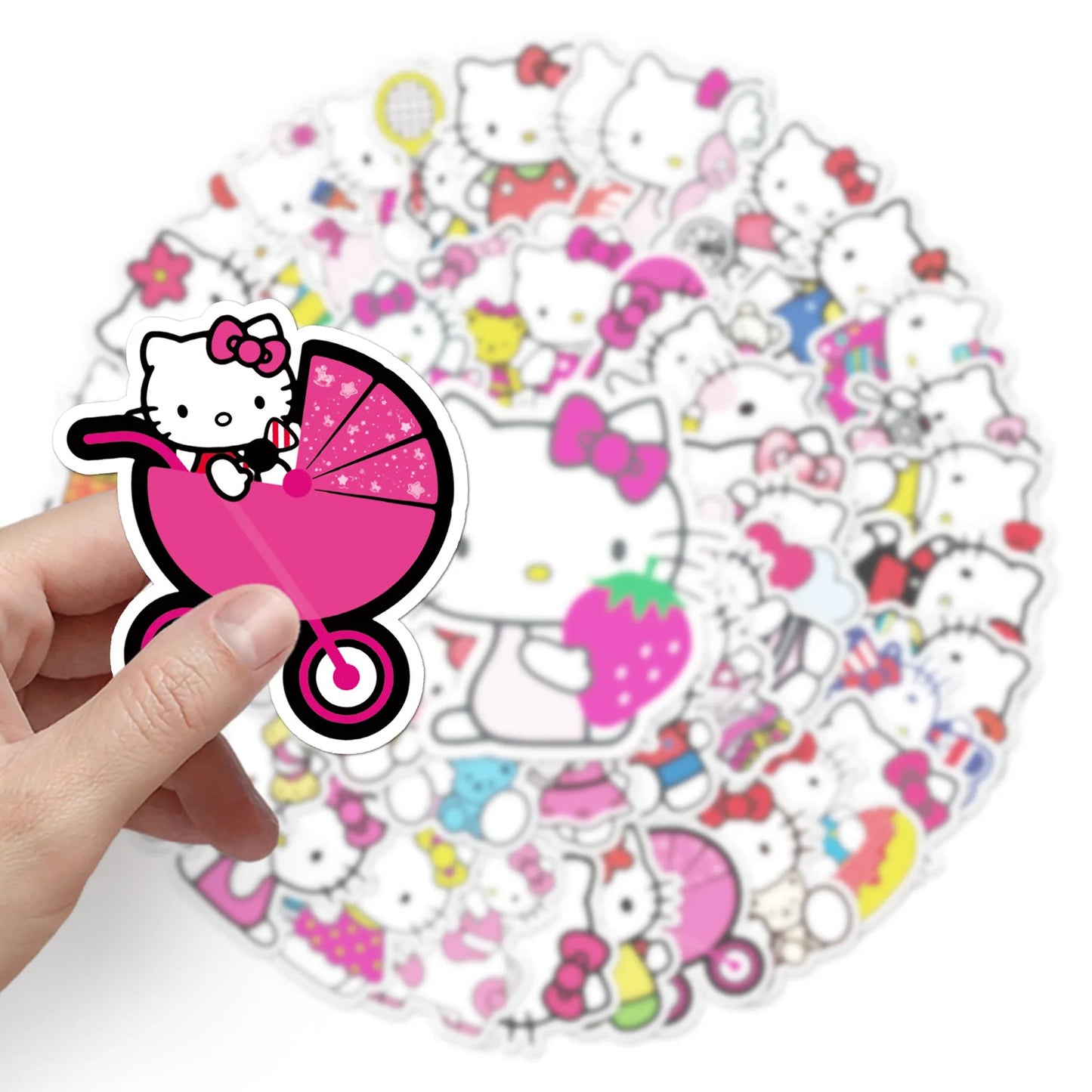 50pcs Hello Kitty Stickers Cute Sticker Pack Trolley Case Guitar Skateboard Stickers Waterproof Phone Case kawaii Anime Stickers [PHC]