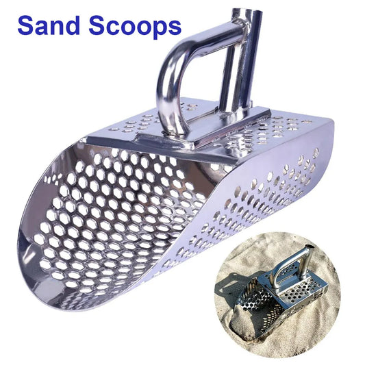 Stainless Sand Scoop for Metal Detecting Heavy Stainless Steel Metal Detector Shovel with Hexahedron Leak Hole for Beach Hunting [MTL]