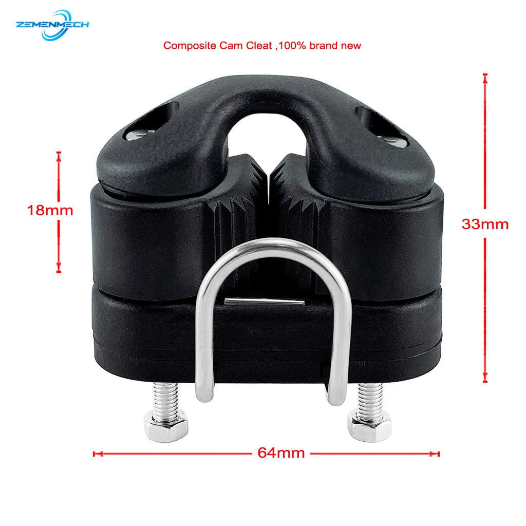 Boat Accessories Black Composite Ball Bearing Cam Cleat with Leading Ring Pilate Equipment Fast Entry Rope Wire Fairlead Sailing [MRN]