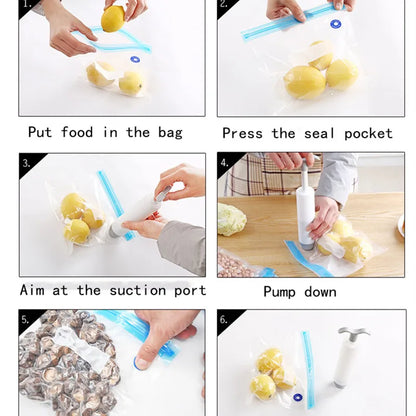 Kitchen vacuum machine 5 Size Vacuum Bag kitchen Transparent Storage Bag Saving Space Seal Bags Pumping vacuum [HAP]