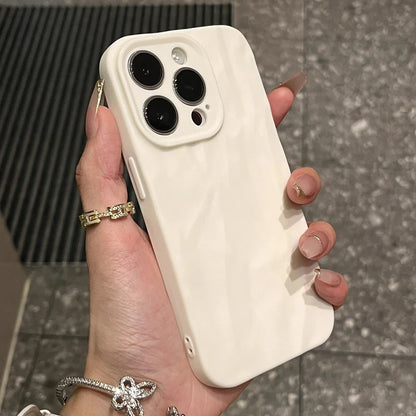 Luxury Chic Wrinkled Soft Silicone Phone Case For iPhone 15 14 13 12 11 Pro MAX Shockproof Bumper Black White Back Cover [PHC]