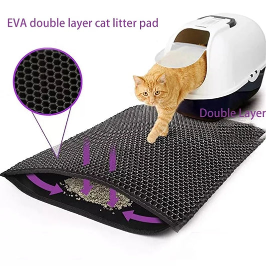 Cat Litter Mat With Gift Double Layer Waterproof Pet Litter Box Mat Non-slip Sand Cat Pad Washable Bed Mat Clean Pad Products [PET]