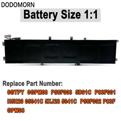 DODOMORN New 6GTPY Battery For DELL XPS 15 9570 9560 7590 For DELL Precision 5520 5530 Series Notebook 11.4V 97WH 100% Tested [BAT]