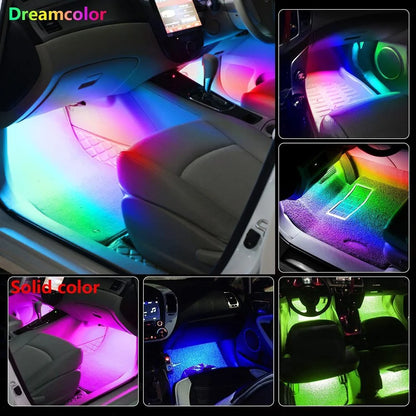 Neon LED Car Interior Ambient Foot Strip Light Kit Accessories Backlight Remote App Music Control Auto RGB Decorative Lamps [CAR]