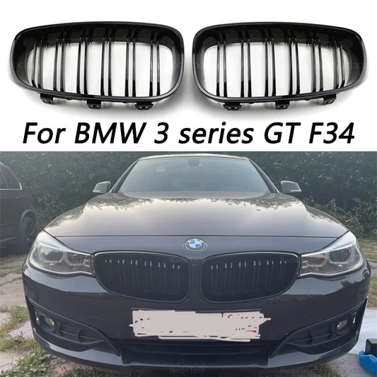 Fromt Bumper Car Styling Kidney Racing Grille Fit For BMW 3 Series GT F34 2012-2020 Repalcement Dual Slat Gloss Black M Color [BDK]