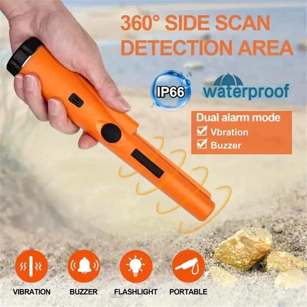 Metal Detector Pinpointer Waterproof Handheld Pin Pointer Wand Golden Treasure Hunting Unearthing Tool Accessories [MTL]